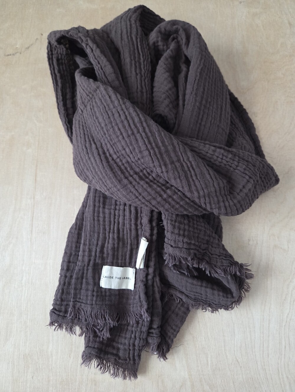 LAUDE the Label Brown Cottonuslin Scarf